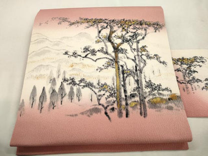 平和屋着物●京友禅作家　山科春宣　九寸名古屋帯　草木文　金彩　正絹　逸品　CABI7390dy