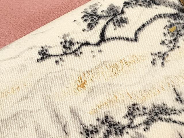 平和屋着物●京友禅作家　山科春宣　九寸名古屋帯　草木文　金彩　正絹　逸品　CABI7390dy