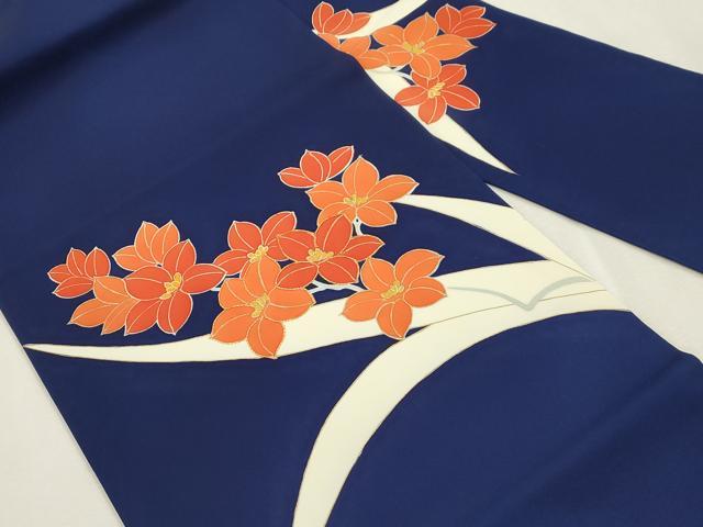 平和屋着物●塩瀬　九寸名古屋帯　駒刺繍　草花文　金彩　正絹　逸品　CABI7395dy