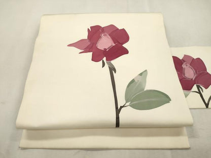 平和屋着物●日展染色作家　高久空木　ろうけつ染　塩瀬　九寸名古屋帯　草花文　正絹　逸品　CABI7398dy