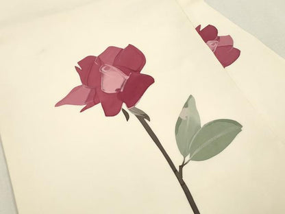 平和屋着物●日展染色作家　高久空木　ろうけつ染　塩瀬　九寸名古屋帯　草花文　正絹　逸品　CABI7398dy