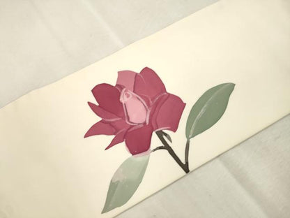 平和屋着物●日展染色作家　高久空木　ろうけつ染　塩瀬　九寸名古屋帯　草花文　正絹　逸品　CABI7398dy