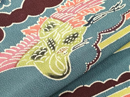 平和屋着物●全通柄九寸名古屋帯　型染め　飛鶴　松竹梅　鬼しぼ縮緬　正絹　逸品　CABI7399dy