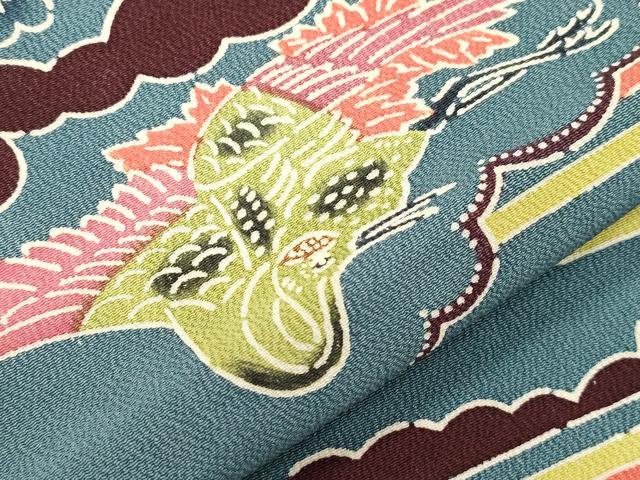 平和屋着物●全通柄九寸名古屋帯　型染め　飛鶴　松竹梅　鬼しぼ縮緬　正絹　逸品　CABI7399dy