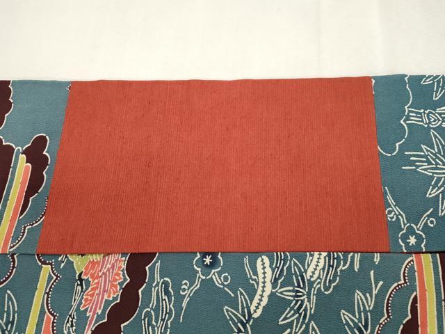 平和屋着物●全通柄九寸名古屋帯　型染め　飛鶴　松竹梅　鬼しぼ縮緬　正絹　逸品　CABI7399dy