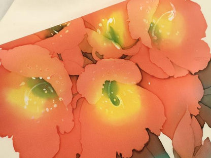 平和屋着物●塩瀬　九寸名古屋帯　作家物　ろうけつ染め　草花文　正絹　逸品　CABI7401dy