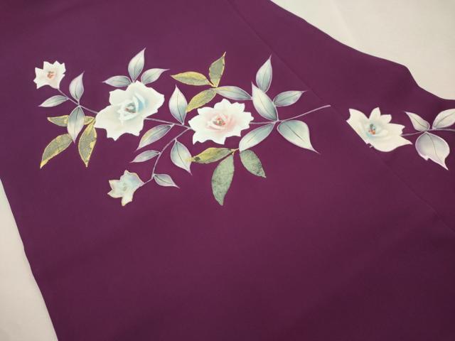 平和屋着物●塩瀬　九寸名古屋帯　手描き　薔薇　金彩　正絹　逸品　CABI7402dy