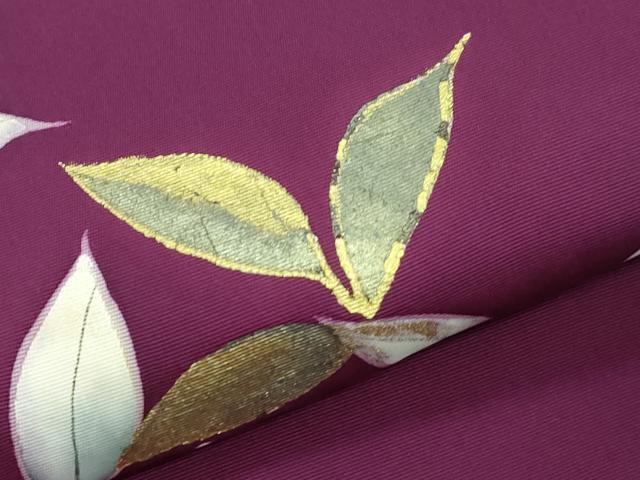 平和屋着物●塩瀬　九寸名古屋帯　手描き　薔薇　金彩　正絹　逸品　CABI7402dy