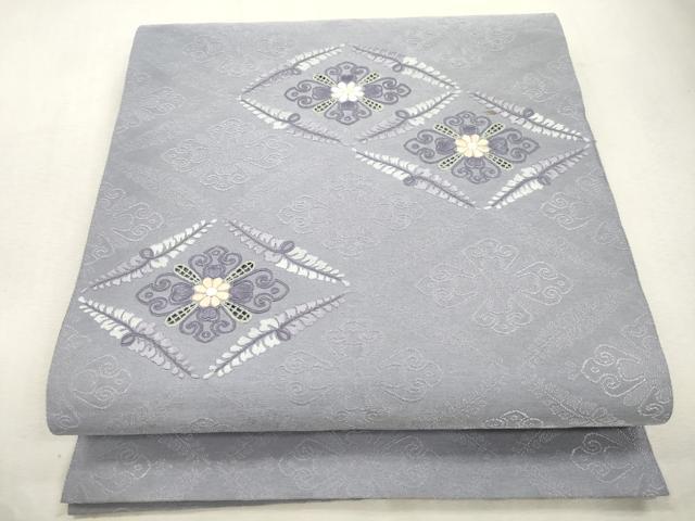 平和屋着物●八寸名古屋帯　綴れ　刺繍　菱花文　CABI7407dy