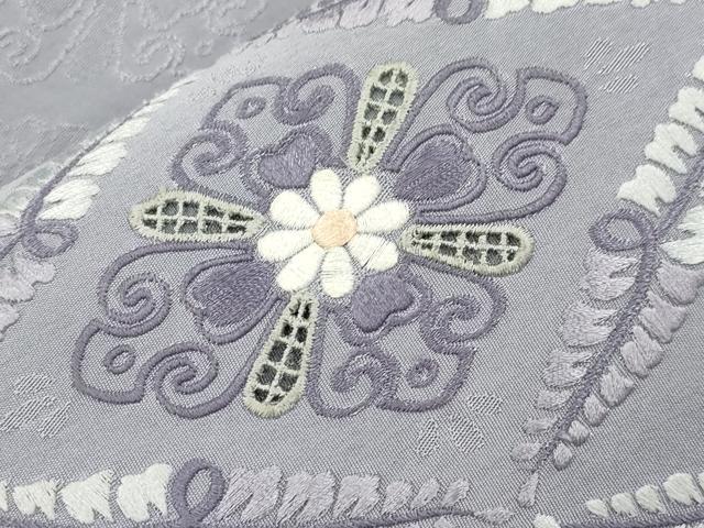 平和屋着物●八寸名古屋帯　綴れ　刺繍　菱花文　CABI7407dy