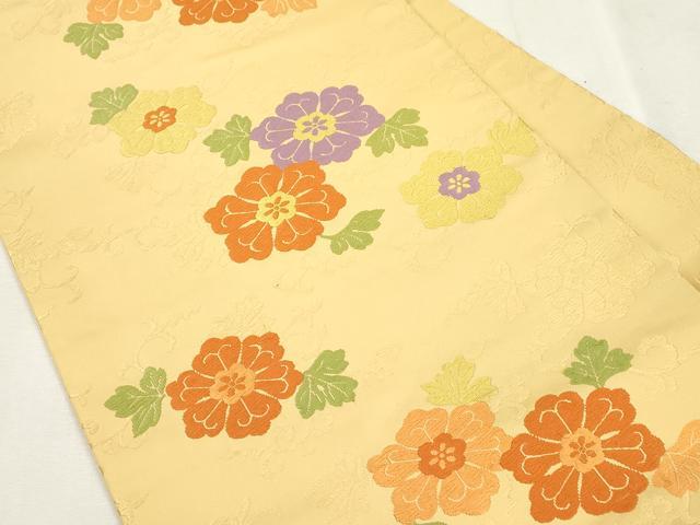 平和屋着物●九寸名古屋帯　唐織　草花文　正絹　逸品　CABI7412dy