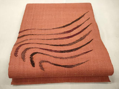 平和屋着物●八寸名古屋帯　紬地　幾何学文　正絹　逸品　CABI7423dy