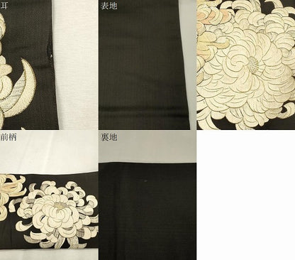 平和屋着物●アンティーク　大正ロマン　九寸名古屋帯　総手刺繍　乱菊　正絹　逸品　CABI7428dy