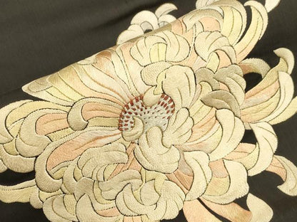 平和屋着物●アンティーク　大正ロマン　九寸名古屋帯　総手刺繍　乱菊　正絹　逸品　CABI7428dy