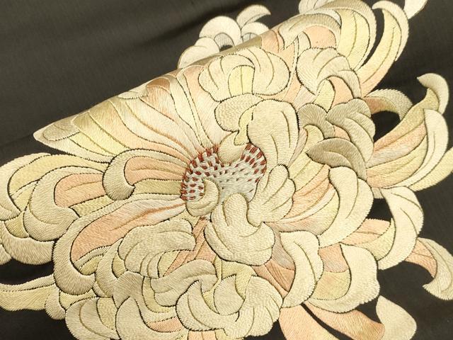 平和屋着物●アンティーク　大正ロマン　九寸名古屋帯　総手刺繍　乱菊　正絹　逸品　CABI7428dy