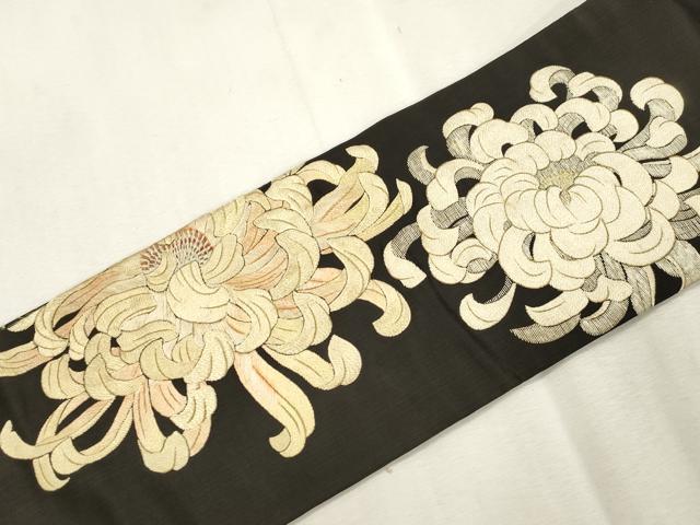 平和屋着物●アンティーク　大正ロマン　九寸名古屋帯　総手刺繍　乱菊　正絹　逸品　CABI7428dy