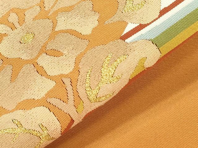 平和屋着物●爪掻き本綴れ　八寸名古屋帯　草花文　金糸　正絹　逸品　CABI7430dy