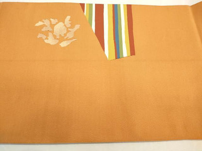 平和屋着物●爪掻き本綴れ　八寸名古屋帯　草花文　金糸　正絹　逸品　CABI7430dy