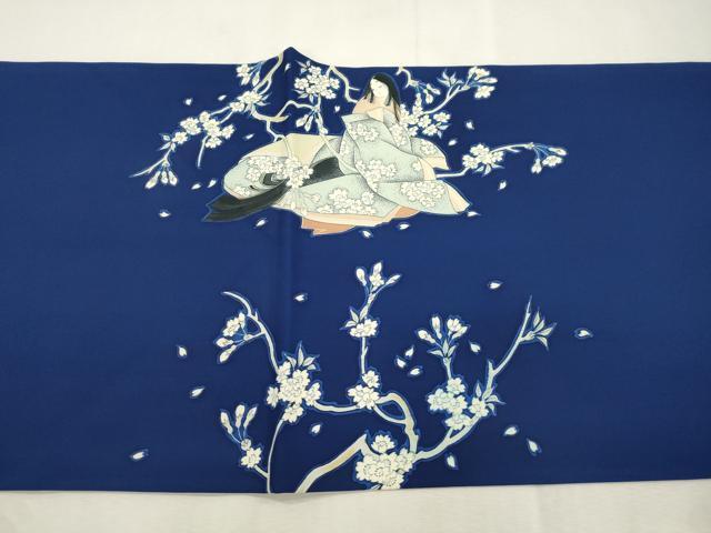 平和屋着物●塩瀬　九寸名古屋帯　人物文　松葉仕立て　正絹　逸品　CABI7435dy