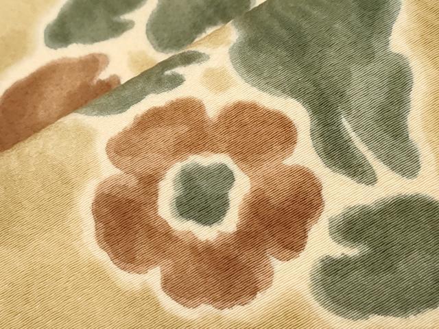 平和屋着物●摺型友禅　京都　多ち花 　全通柄九寸名古屋帯　花鳥文　正絹　逸品　CABI7438dy