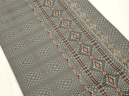 平和屋着物●本場筑前博多織　八寸名古屋帯　幾何学間道　正絹　逸品　CABI7443dy