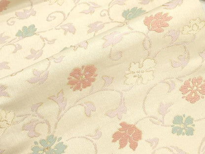 平和屋着物●九寸名古屋帯　唐織　草花文　金糸　正絹　逸品　CABI7447dy