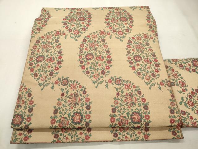 平和屋着物●全通柄九寸名古屋帯　草花文　正絹　逸品　CABI7455dy