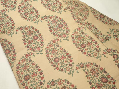 平和屋着物●全通柄九寸名古屋帯　草花文　正絹　逸品　CABI7455dy