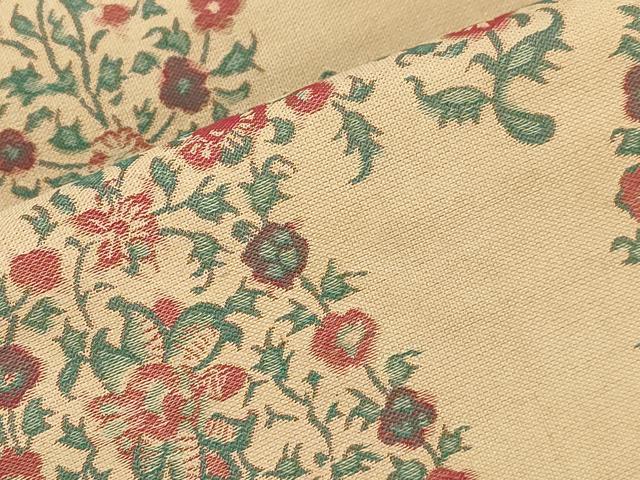 平和屋着物●全通柄九寸名古屋帯　草花文　正絹　逸品　CABI7455dy