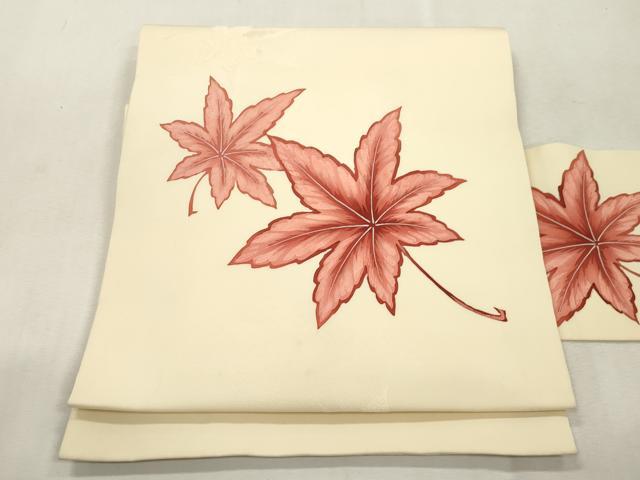 平和屋着物●九寸名古屋帯　ろうけつ染め　楓　正絹　逸品　CABI7460dy
