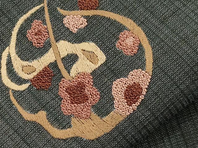 平和屋着物●中国三大刺繍　相良刺繍　総刺繍　九寸名古屋帯　松竹梅丸文　正絹　逸品　CABI7462dy