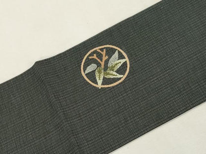 平和屋着物●中国三大刺繍　相良刺繍　総刺繍　九寸名古屋帯　松竹梅丸文　正絹　逸品　CABI7462dy