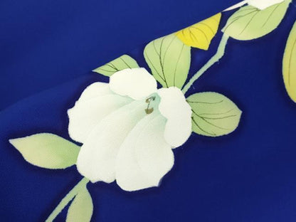 平和屋着物●塩瀬　九寸名古屋帯　手描き　草花文　正絹　逸品　CABI7463dy