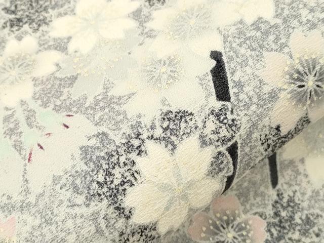 平和屋着物●九寸名古屋帯　作家物　舞桜文　正絹　逸品　CABI7466dy