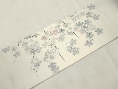 平和屋着物●九寸名古屋帯　作家物　舞桜文　正絹　逸品　CABI7466dy