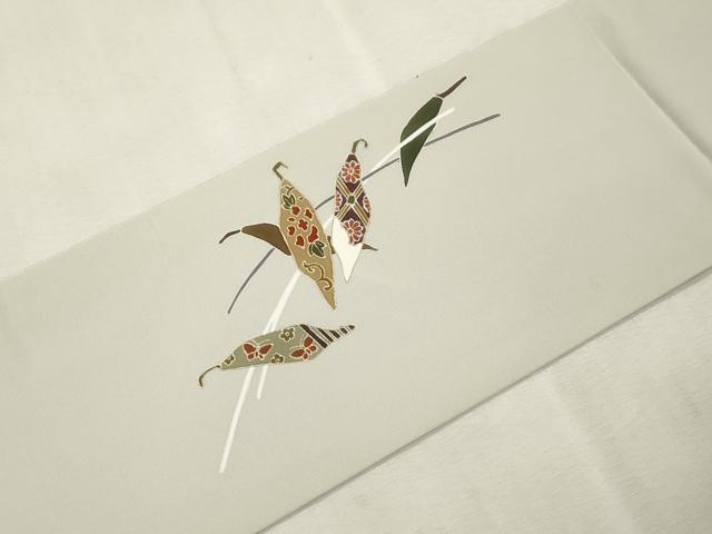 平和屋着物●塩瀬　九寸名古屋帯　駒刺繍　成り物　金彩　正絹　逸品　CABI7473dy