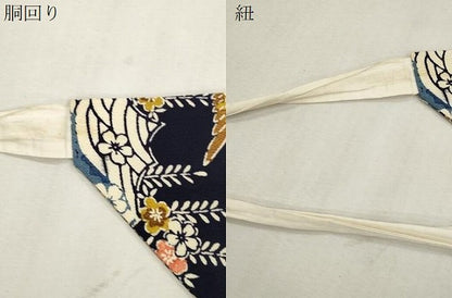 平和屋着物●つけ帯　型染め　風景鳥文　鬼しぼ縮緬　正絹　逸品　CABI7476dy