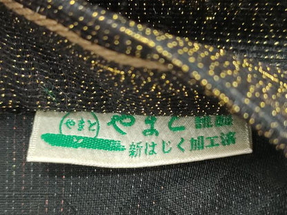 平和屋着物●ワンタッチつけ帯　兎　楽器文　黒地　金糸　やまと誂製　正絹　逸品　CABI7481dy