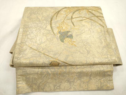 平和屋着物●ワンタッチつけ帯　螺鈿箔　花鳥文　金彩　やまと誂製　正絹　逸品　CABI7484dy