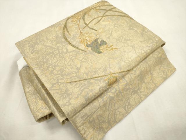 平和屋着物●ワンタッチつけ帯　螺鈿箔　花鳥文　金彩　やまと誂製　正絹　逸品　CABI7484dy