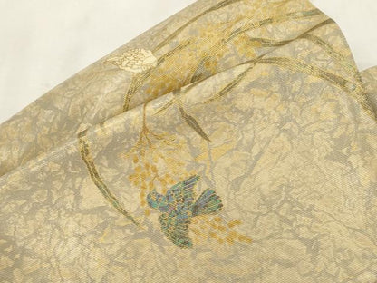 平和屋着物●ワンタッチつけ帯　螺鈿箔　花鳥文　金彩　やまと誂製　正絹　逸品　CABI7484dy