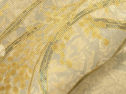平和屋着物●ワンタッチつけ帯　螺鈿箔　花鳥文　金彩　やまと誂製　正絹　逸品　CABI7484dy
