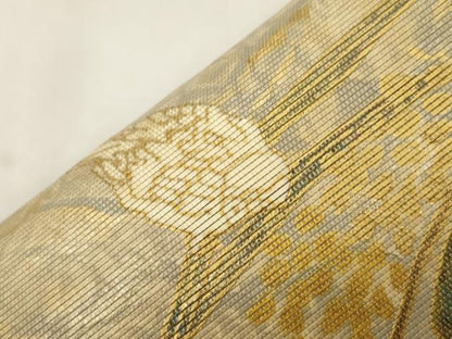 平和屋着物●ワンタッチつけ帯　螺鈿箔　花鳥文　金彩　やまと誂製　正絹　逸品　CABI7484dy