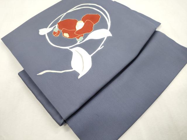 平和屋着物●塩瀬　つけ帯　駒刺繍　椿　金彩　正絹　逸品　CABI7488dy
