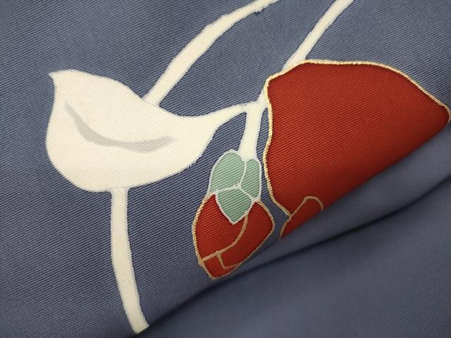 平和屋着物●塩瀬　つけ帯　駒刺繍　椿　金彩　正絹　逸品　CABI7488dy