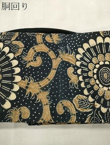平和屋着物●つけ帯　型染め　花唐草文　綿　CABI7495dy