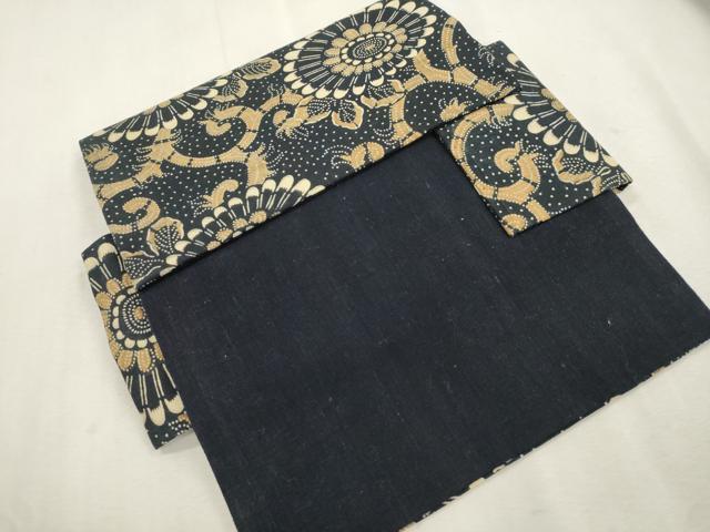 平和屋着物●つけ帯　型染め　花唐草文　綿　CABI7495dy