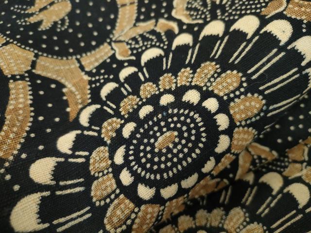 平和屋着物●つけ帯　型染め　花唐草文　綿　CABI7495dy