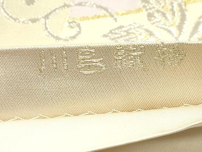 平和屋着物●西陣　川島織物　六通柄　本袋帯　唐織　扇面草花文　金銀糸　共箱付き　正絹　逸品　CABI7500dy
