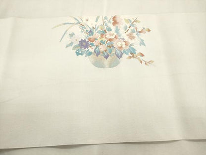 平和屋着物●爪掻き本綴れ 八寸名古屋帯 陶器花文 金糸 共箱付き 正絹 逸品 CABI7501dy